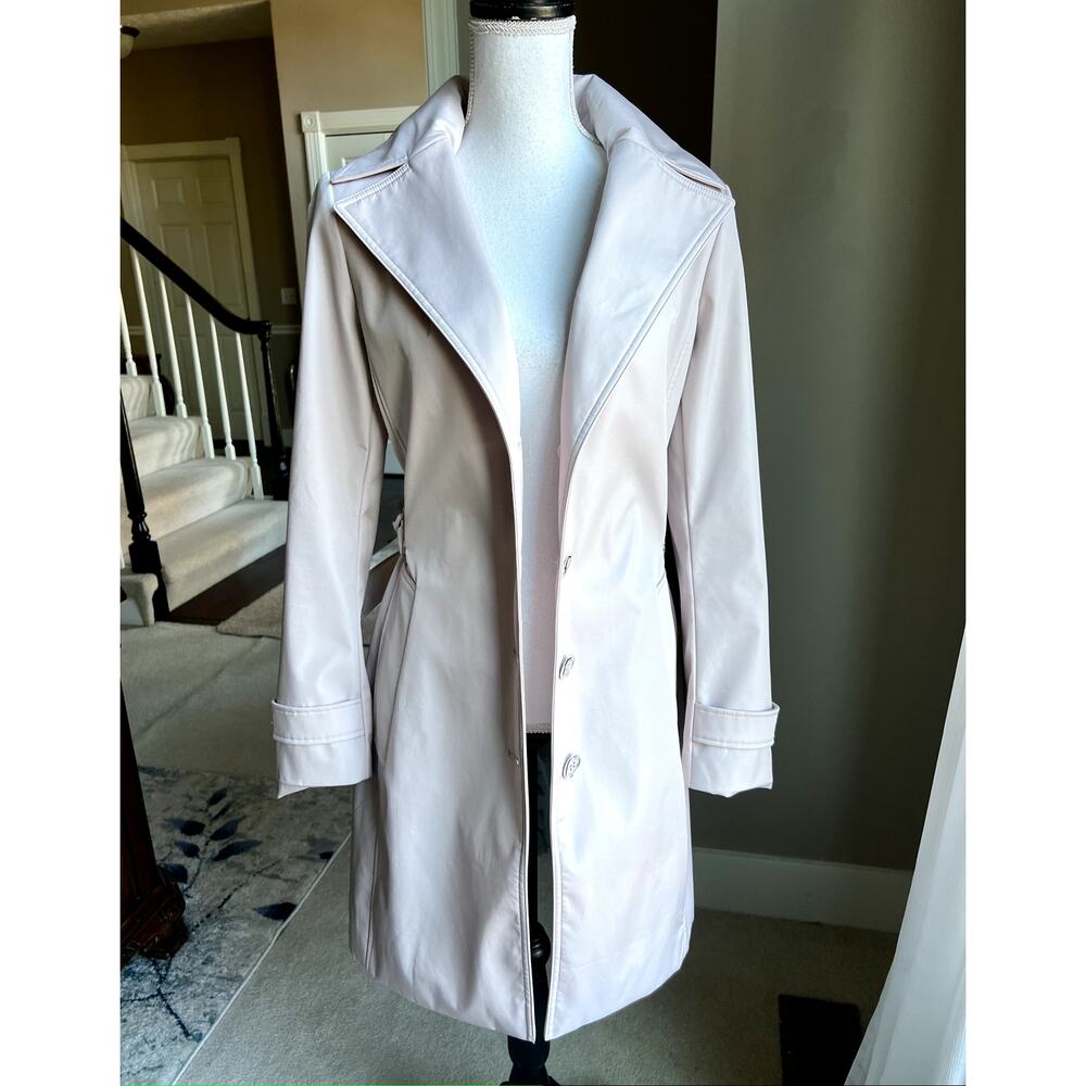 NWOT Calvin Klein blush pink belted water resistant trench coat size S - Picture 8 of 11